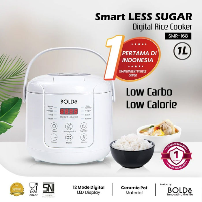 Bolde Rice Cooker Less Sugar Smart Digital 1 L - Lilac Breeze